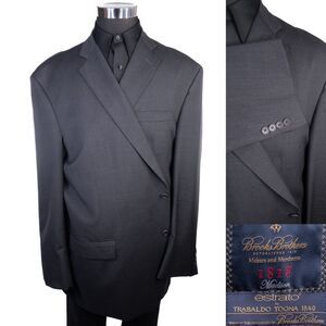 Brooks Brothers 1818 Madison Gray Wool Suit Jacket Blazer 54XL Two Button EUC